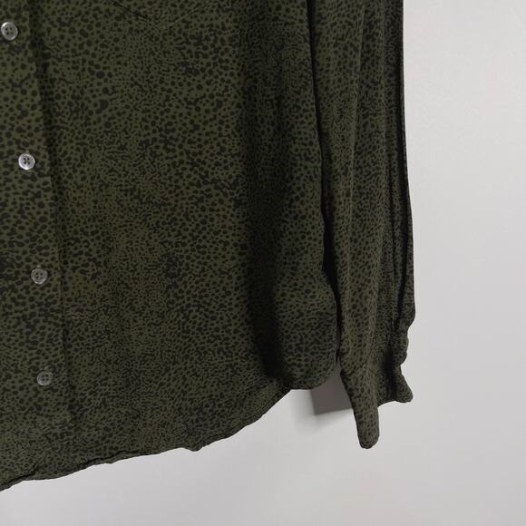 Rails Small S Rebel Olive Speckled Blouse Green Long Sleeve Button Front FLAW - Picture 4 of 9
